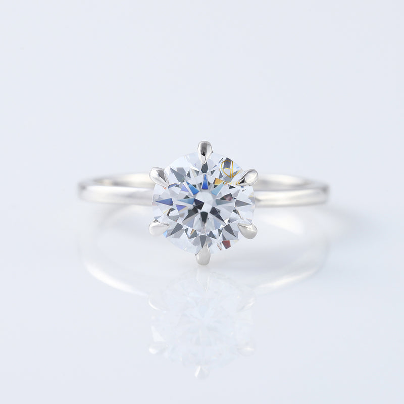 Round Moissanite Diamond Hidden Halo Solitaire Ring