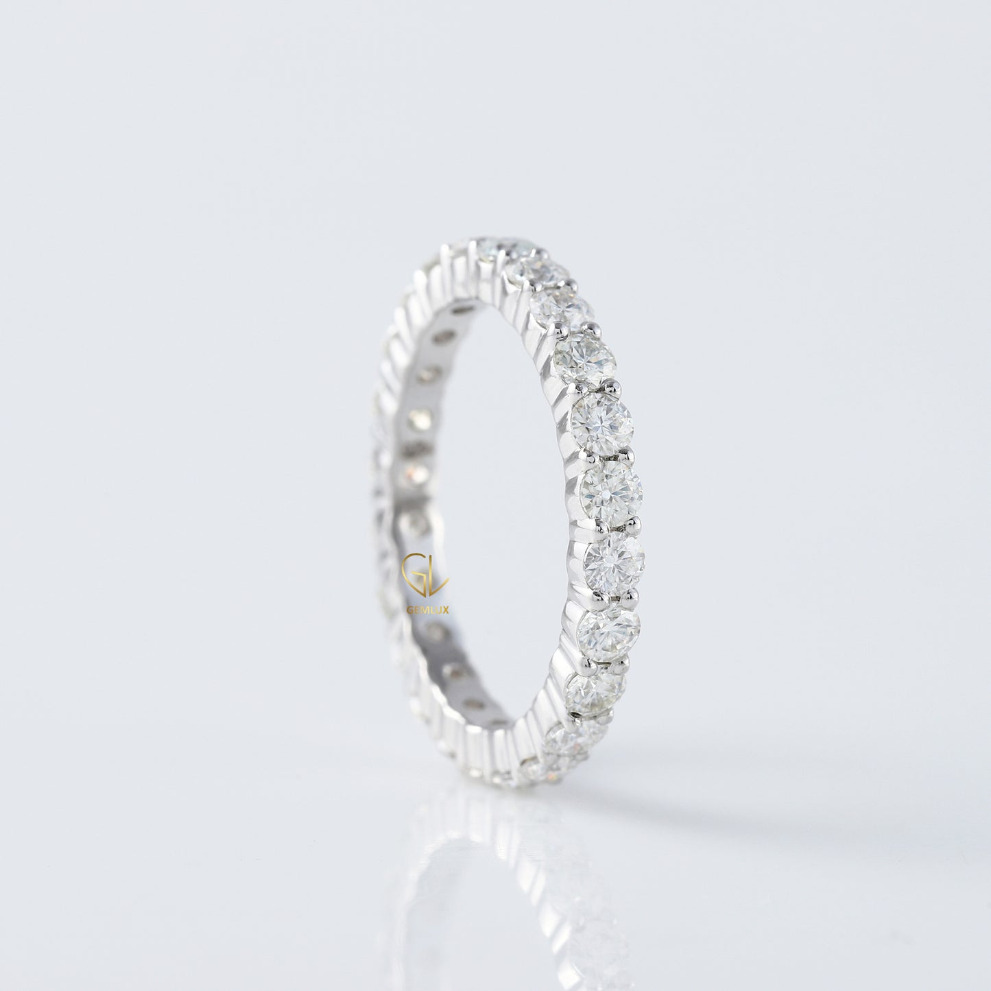 Round Moissanite Full Eternity Wedding Band Ring