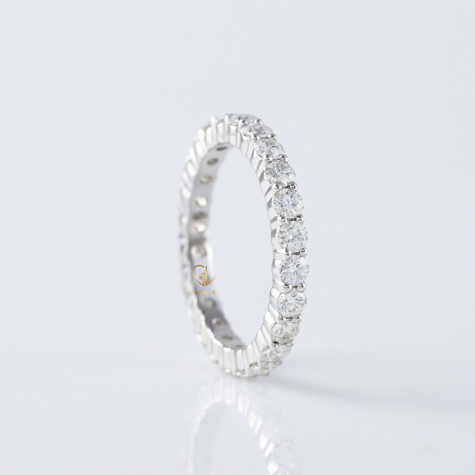 Round Moissanite Full Eternity Wedding Band Ring
