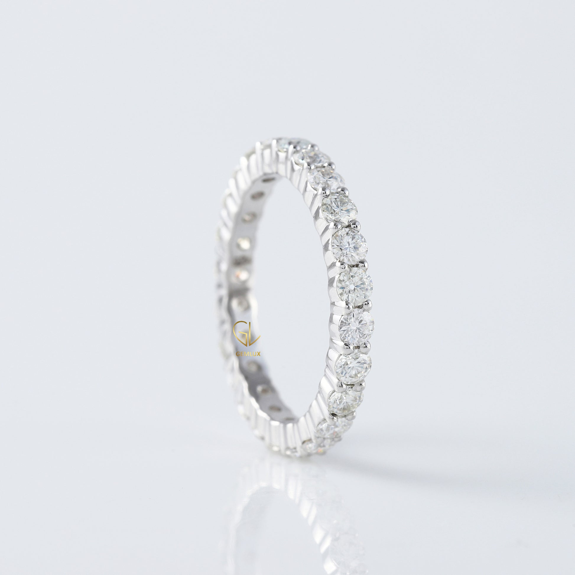 Round Moissanite Full Eternity Wedding Band Ring