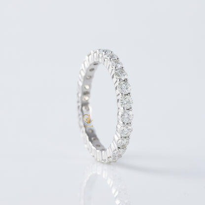 Round Moissanite Full Eternity Wedding Band Ring