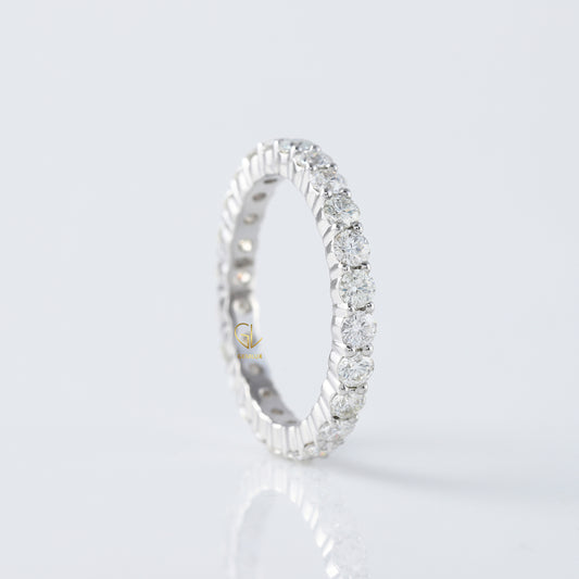 Round Moissanite Full Eternity Wedding Band Ring