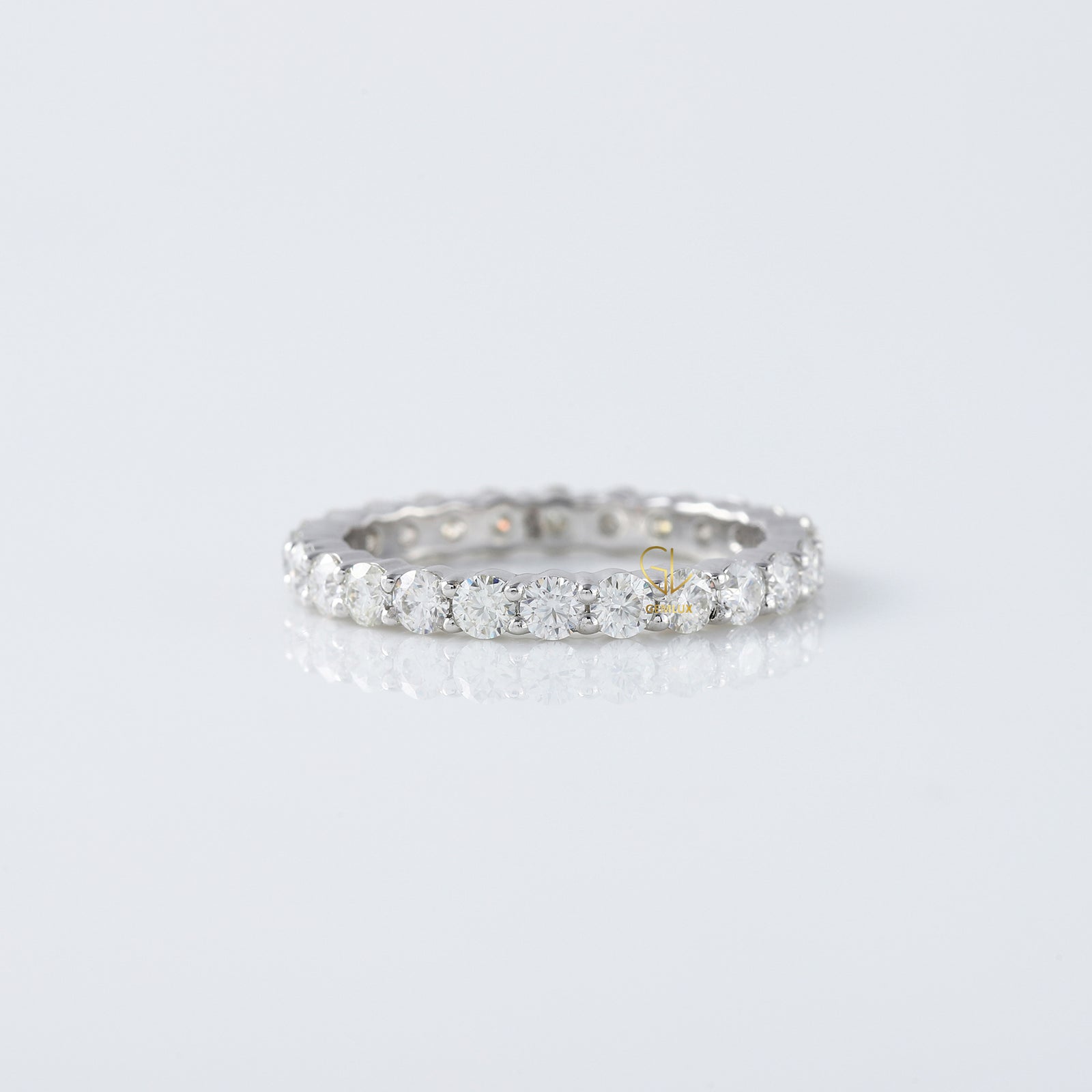 Round Moissanite Full Eternity Wedding Band Ring