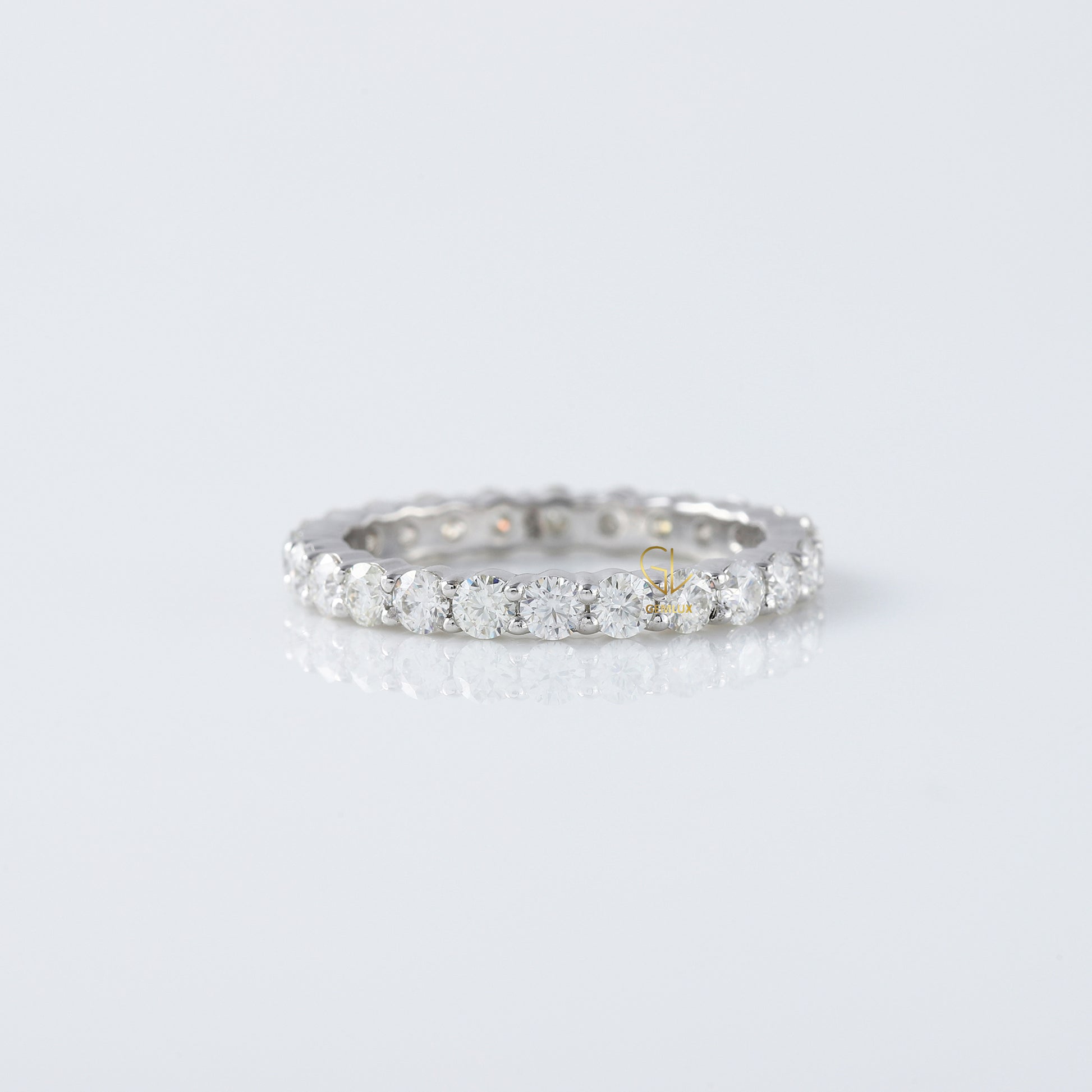 Round Moissanite Full Eternity Wedding Band Ring