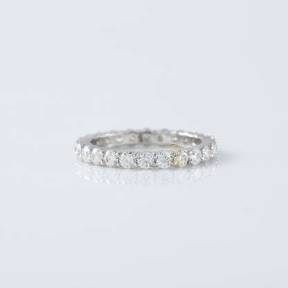 Round Moissanite Full Eternity Wedding Band Ring