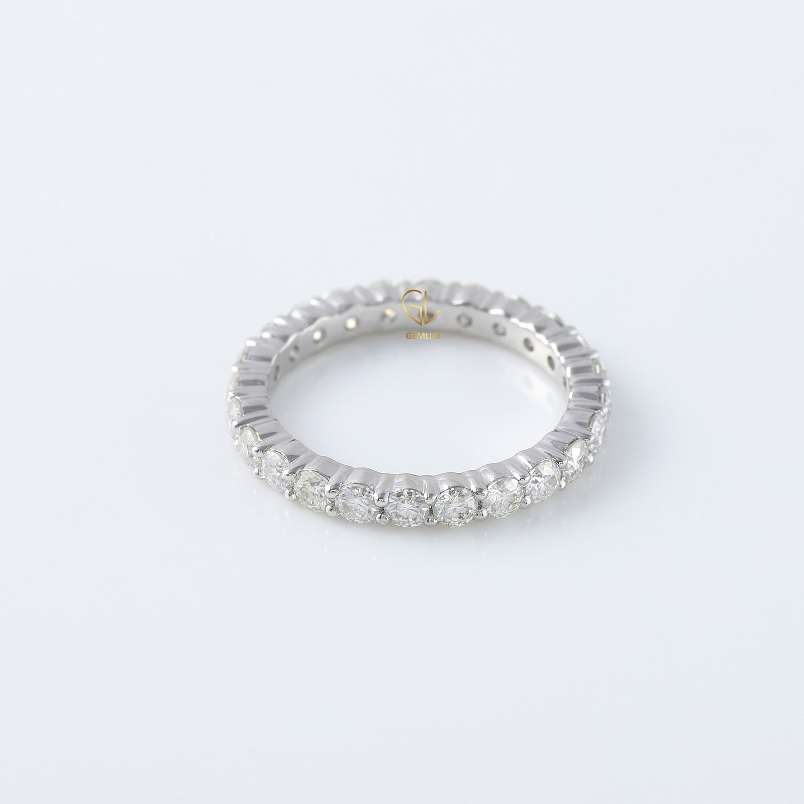 Round Moissanite Full Eternity Wedding Band Ring