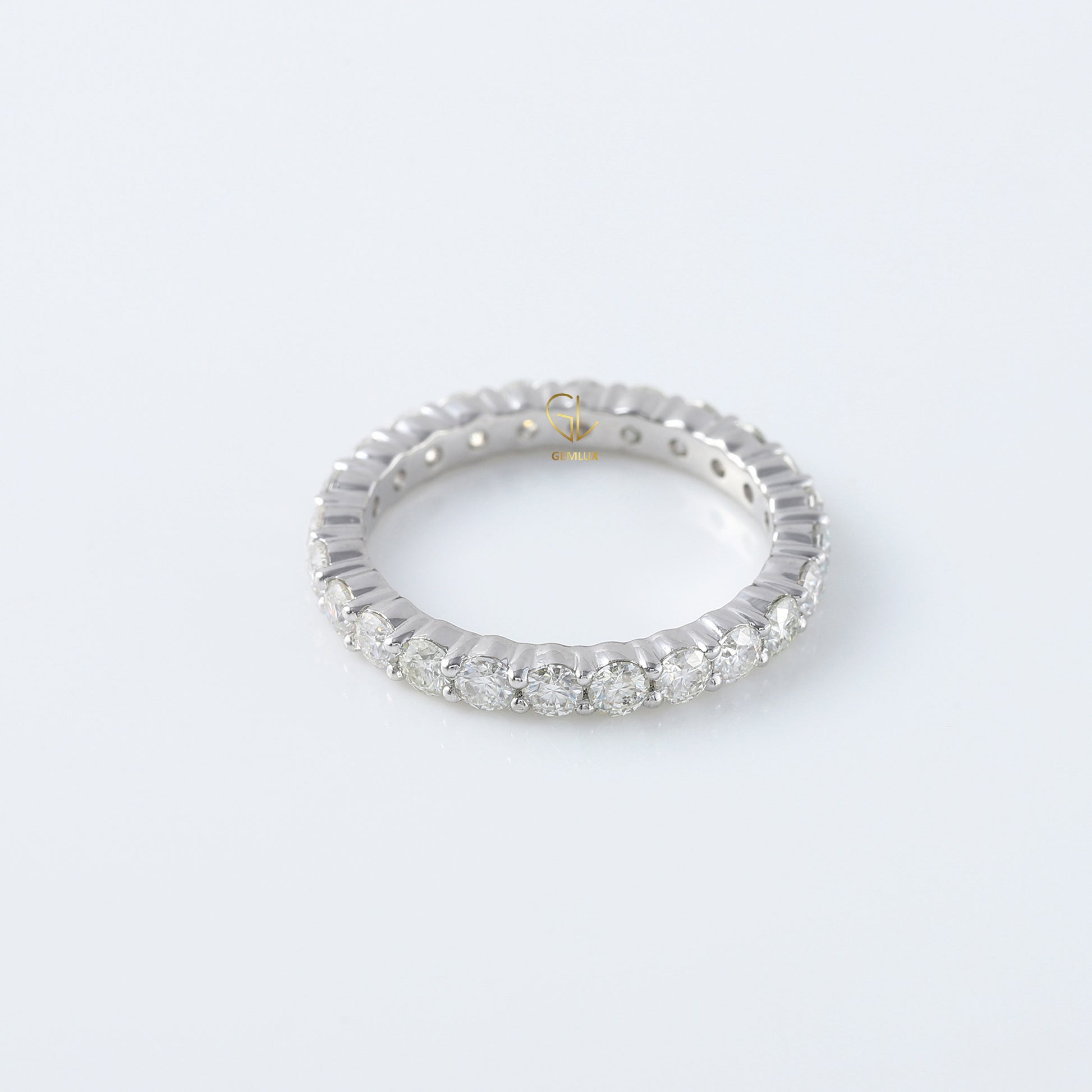 Round Moissanite Full Eternity Wedding Band Ring