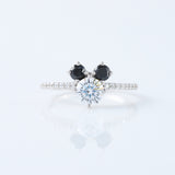 Round Moissanite Three Stone Mickey Mouse Ring