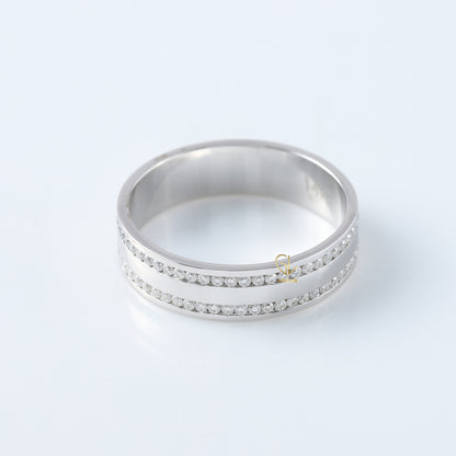 Round cut Lab Grown Diamond Two Row Band