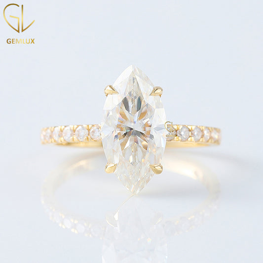 Selena Gomez Marquise Cut Moissanite Engagement Ring