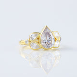 Seven Stone Pear Cut Moissanite Bezel Set Yellow Gold Ring