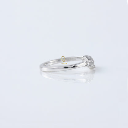 Seven Stone Round Cut Lab Grown Curved Wedding Ring