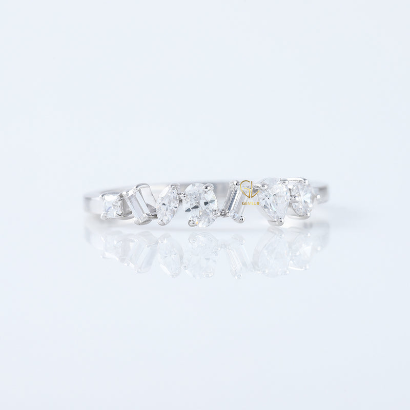 Seven Stone Lab Grown Fancy Cut Diamond Wedding Band