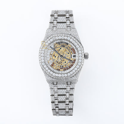 Skelton Dial Iced Out VVS Moissanite Hip Hop Watch