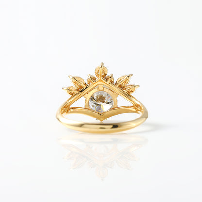 Split Shank Round Cut Moissanite Crown Style Ring