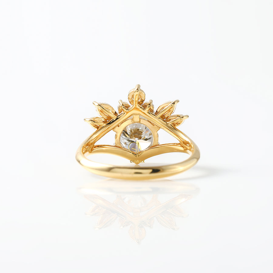 Split Shank Round Cut Moissanite Crown Style Ring