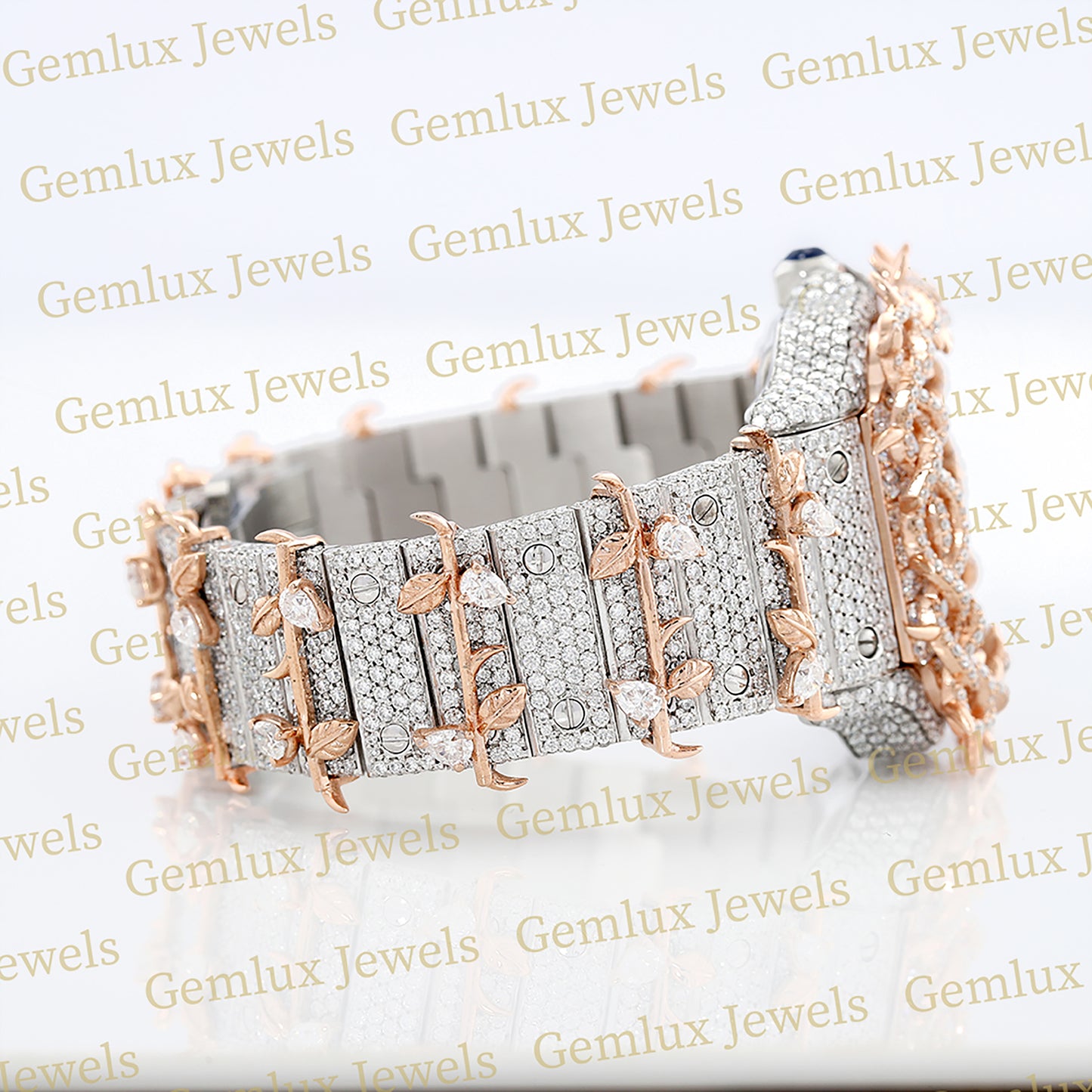 Square Roman Dial Iced Out Crown Thorn Hip Hop Watch