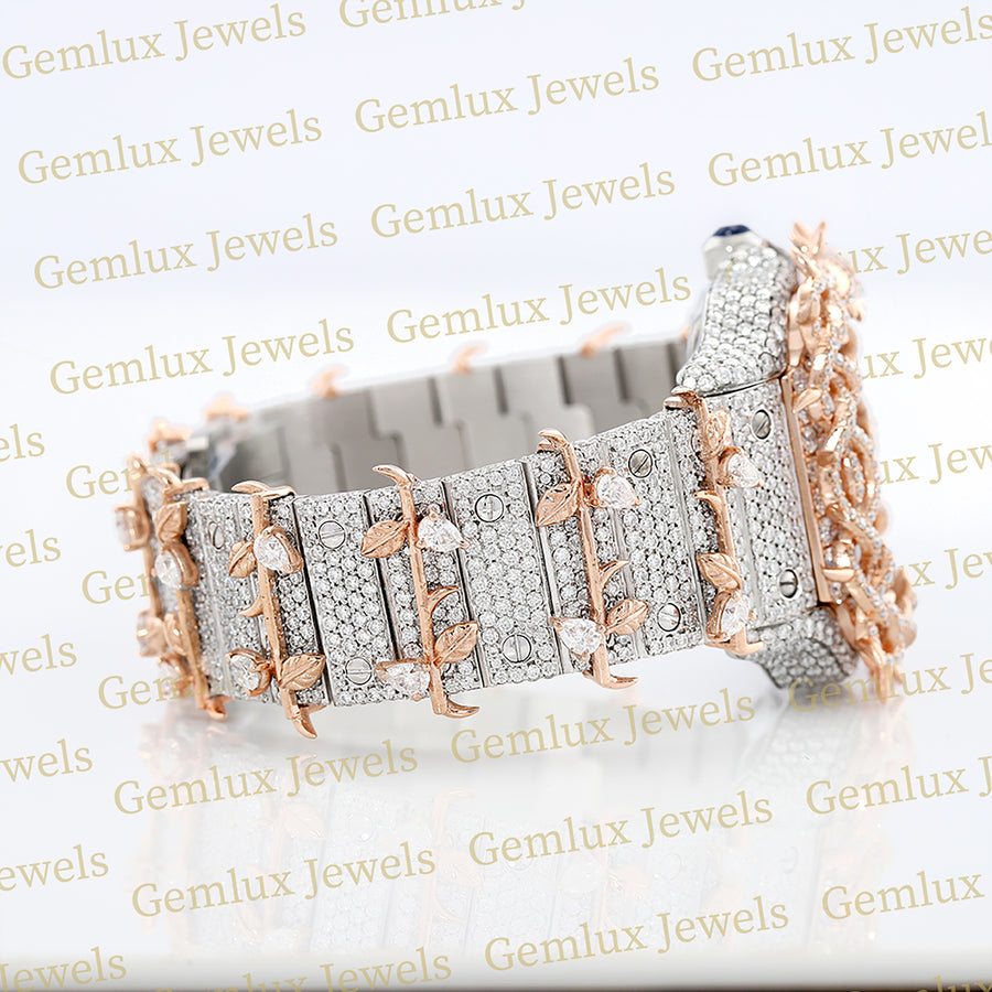 Square Roman Dial Iced Out Crown Thorn Hip Hop Watch
