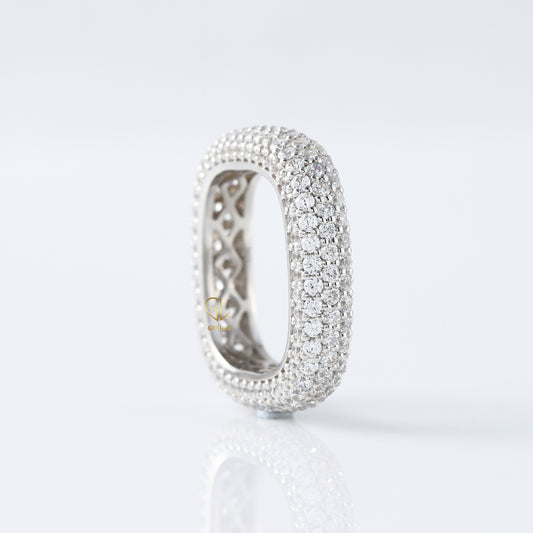 Square Design Round Moissanite Full Eternity Wedding Band