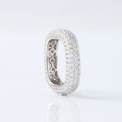 Square Design Round Moissanite Full Eternity Wedding Band