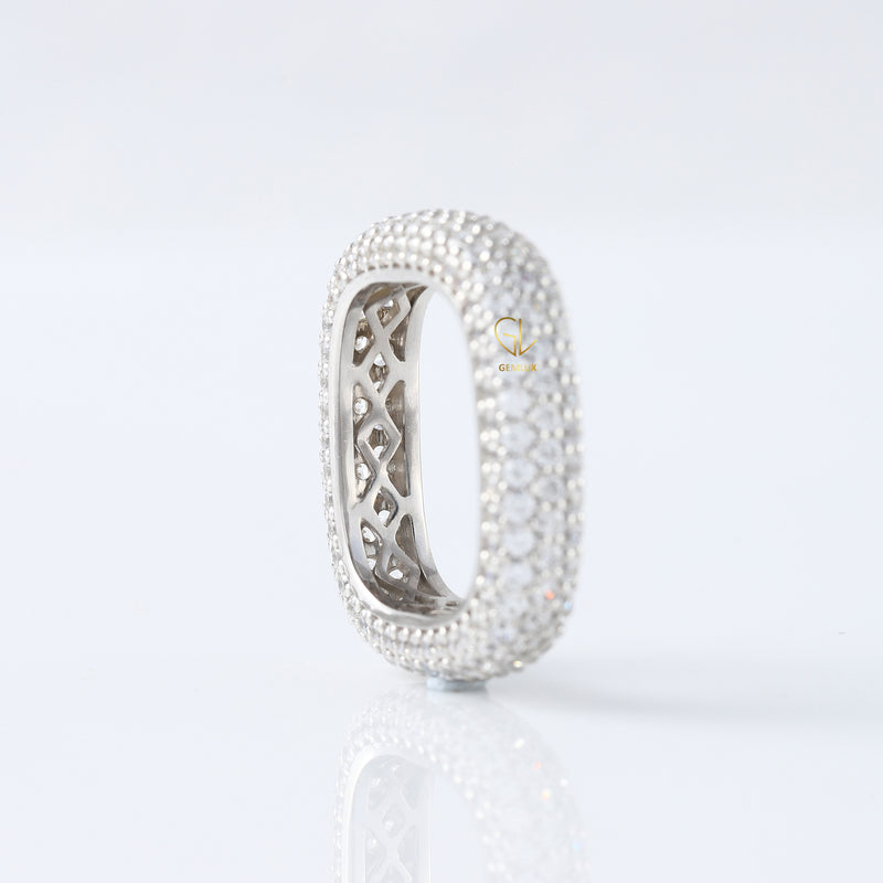 Square Design Round Moissanite Full Eternity Wedding Band