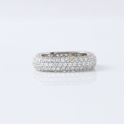 Square Design Round Moissanite Full Eternity Wedding Band