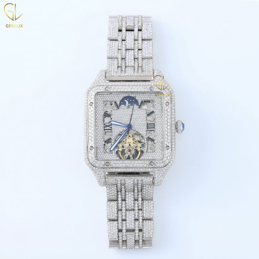 Square Roman Dial Automatic Movement Lab Grown Diamond Watch