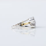 Swirl Bypass Round Cut Lab Grown Two Tone Solitaire Engagement Ring