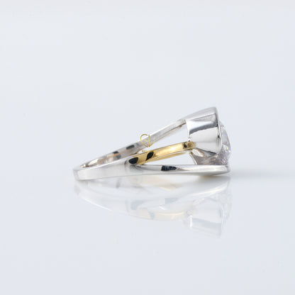 Swirl Bypass Round Cut Lab Grown Two Tone Solitaire Engagement Ring