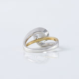 Swirl Bypass Round Cut Lab Grown Two Tone Solitaire Engagement Ring