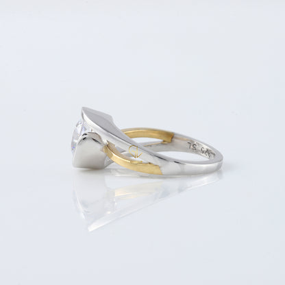 Swirl Bypass Round Cut Lab Grown Two Tone Solitaire Engagement Ring