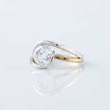 Swirl Bypass Round Cut Lab Grown Two Tone Solitaire Engagement Ring