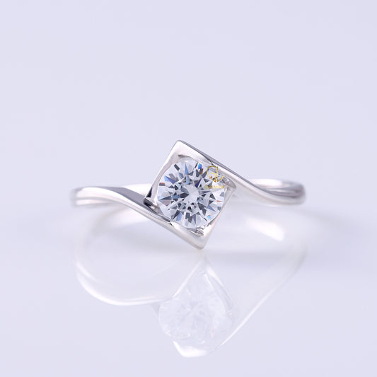 Swirl Bypass Round Moissanite Engagement Ring