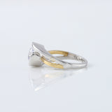 Swirl Bypass Round Moissanite Two Tone Solitaire Engagement Ring