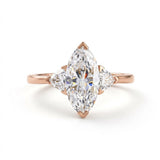 Three Stone Marquise Cut Moissanite Diamond Engagement Ring
