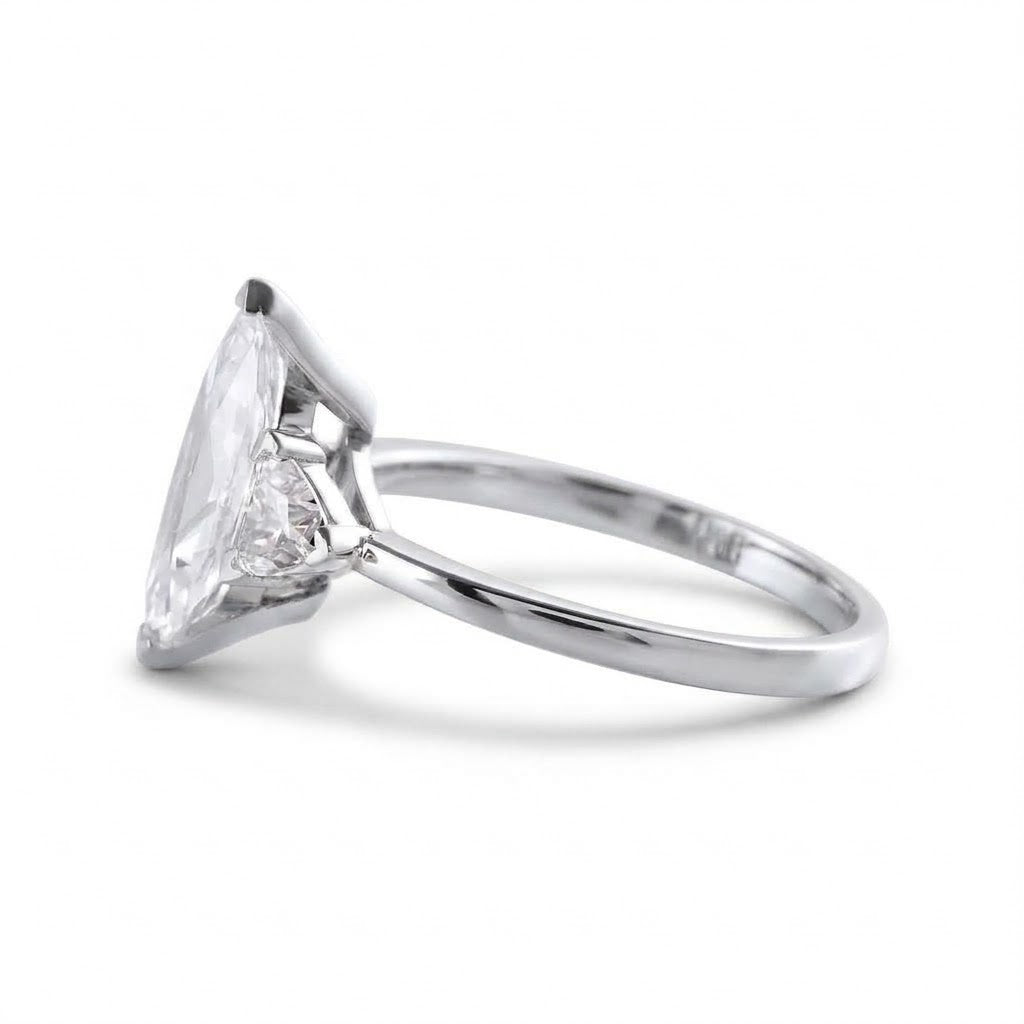 Three Stone Marquise Cut Moissanite Diamond Engagement Ring
