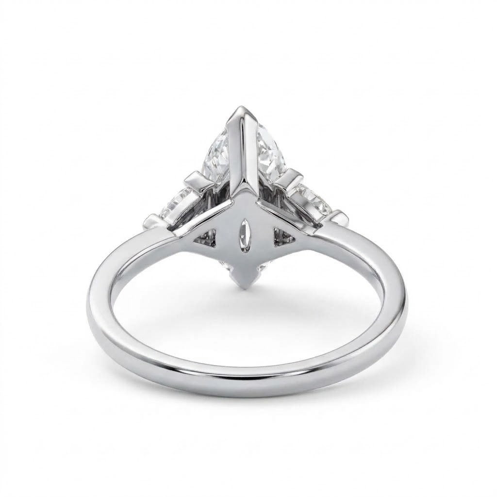 Three Stone Marquise Cut Moissanite Diamond Engagement Ring