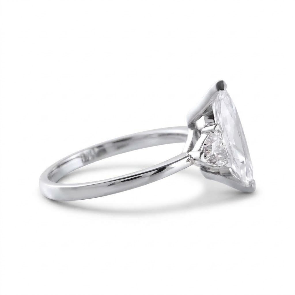 Three Stone Marquise Cut Moissanite Diamond Engagement Ring