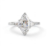 Three Stone Marquise Cut Moissanite Diamond Engagement Ring