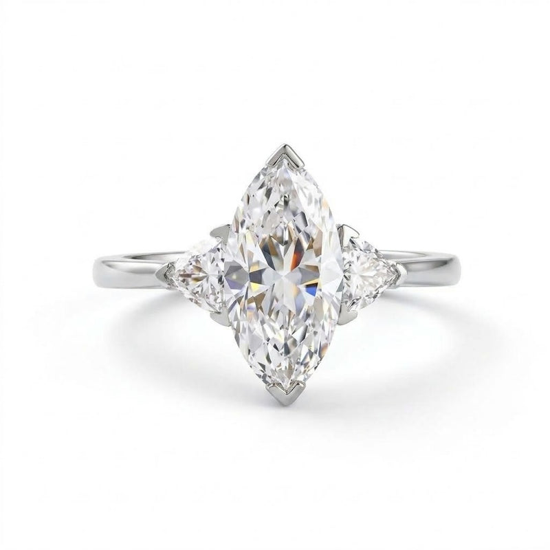 Marquise Cut Moissanite Three Stone Ring