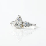 Three Stone Pear Cut Moissanite Engagement Ring