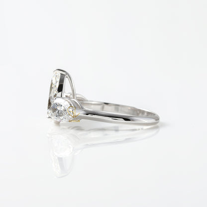 Three Stone Pear Cut Moissanite Engagement Ring