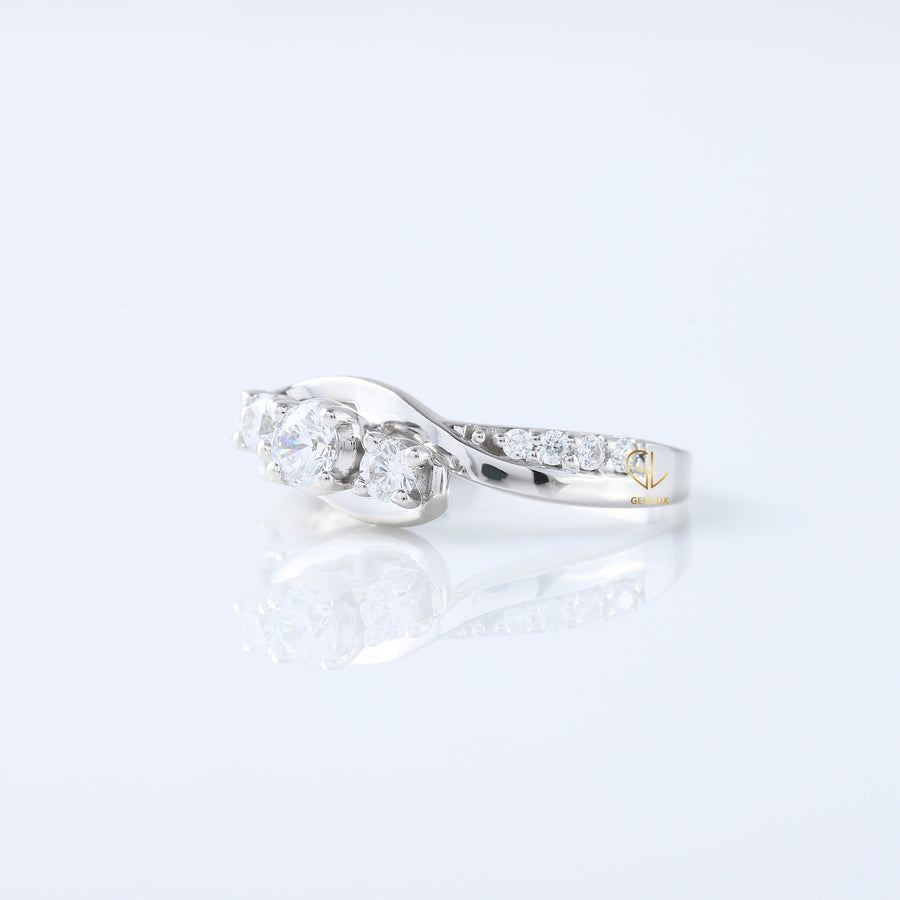 Three Stone Lab Grown Diamond Swirl Bypass Ring