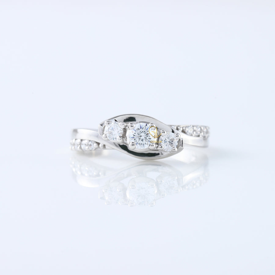 Three Stone Lab Grown Diamond Swirl Bypass Ring