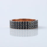 Three Row Black Moissanite Pave Set Eternity Men's Ring