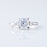 Three Stone 1.5 Ct Asscher Cut Moissanite Trilogy Engagement Ring