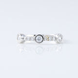 Three Stone Bubble Style Round Lab Grown Bezel Set Eternity Band, stacking band