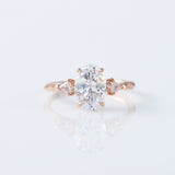 Three Stone Oval Cut Lab Grown Diamond Rose Gold Ring
