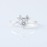 Three Stone Round Cut Lab Grown Mouse Ears Ring