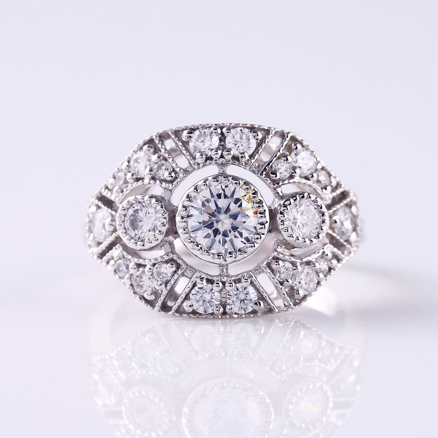 Three Stone Vintage Art Deco Edwardian Ring